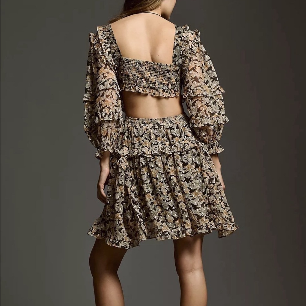 Anthropologie V-neck Ruffle cutout dress